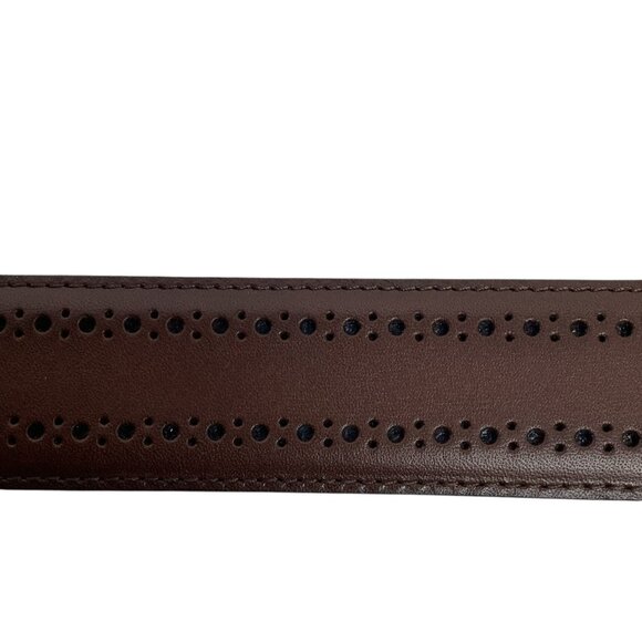 Allen Edmonds Mens 30 Leather Dress Belt With Brogue Detailing Dark Brown - Picture 3 of 9
